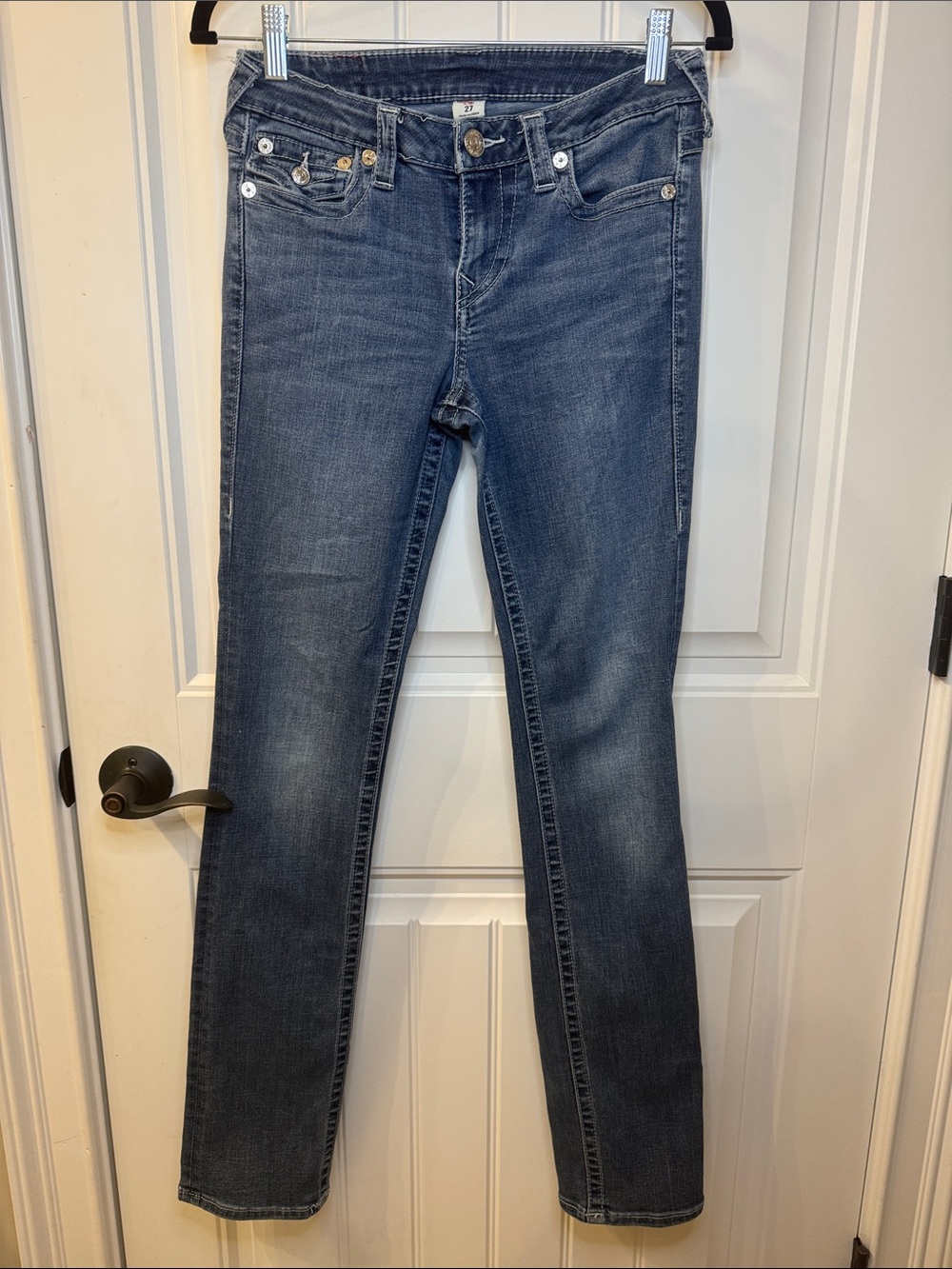 True Religion Women's Straight Leg Mid Wash Jeans Size 27